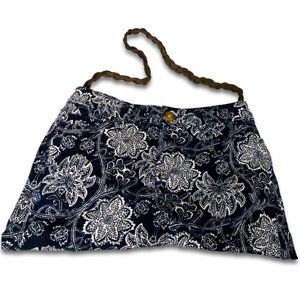 Homemade Handmade Denim and Leather Strap Floral Purse